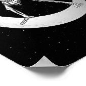 Rock-'n-roll skelet spelen gitaar rock op de maan poster (Hoek)