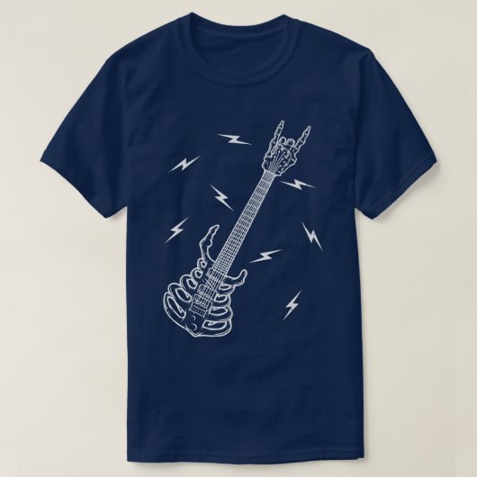 Rock n Roll Skeleton Guitar Music Lover Halloween1 T-shirt (Design voorkant)