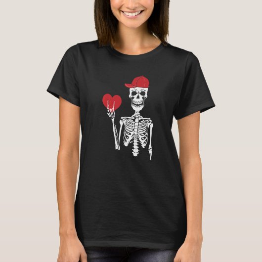 Rock N Roll Skeleton Hands Heart Valentijnsdag Sk T-shirt (Voorkant)