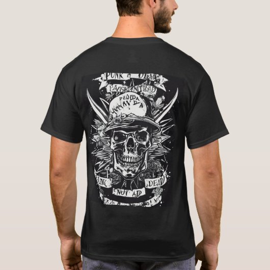 Rock 'n' Roll Skull and Crossbones Tattoo T-shirt (Achterkant)