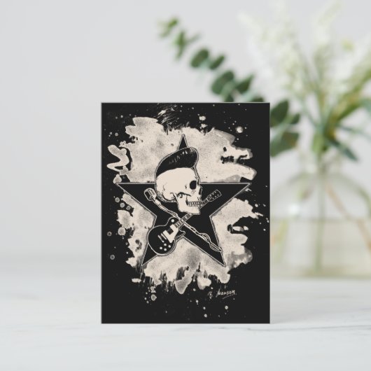 Rock-n-Roll Skull - bleached Briefkaart (Staand voorkant)