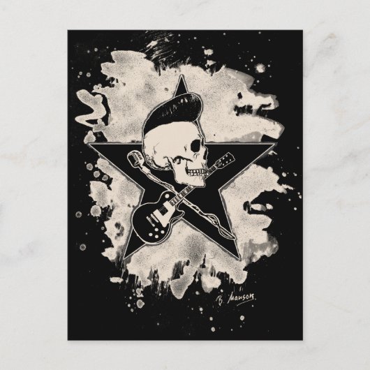 Rock-n-Roll Skull - bleached Briefkaart (Voorkant)