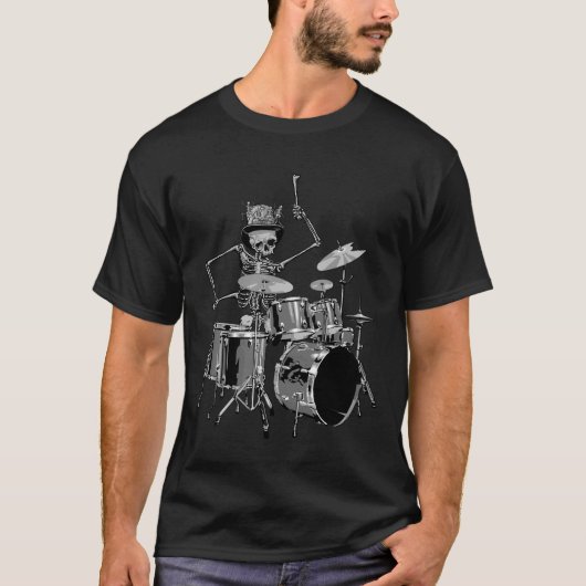 Rock N Roll Skull Drummer T-shirt (Voorkant)