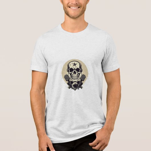 Rock 'n' Roll Skull en Mic Tri-Blend Shirt (Voorkant)