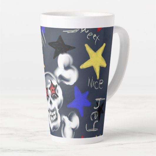 Rock-N-Roll Skull Latte Mok 1 van 2 (Rechterhoek)