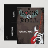 Rock N Roll Star Grunge Party Event Briefkaart (Voorkant / Achterkant)