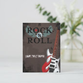 Rock N Roll Star Grunge Party Event Briefkaart (Staand voorkant)
