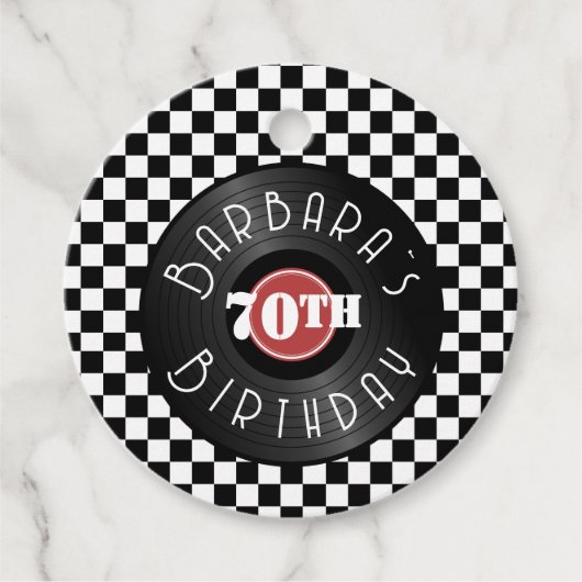 Rock N Roll thema verjaardagsfeestje Bedankjes Labels (Voorkant)