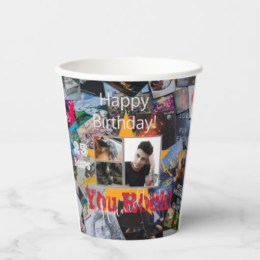 Rock-N-Roll Theme Birthday Paper Cups - HAMbWG Papieren Bekers (Voorkant)