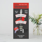 Rock n' Roll trouwticket aangepaste uitnodiging (Staand voorkant)