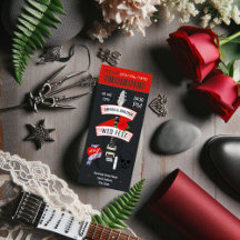 Rock n' Roll trouwticket aangepaste uitnodiging