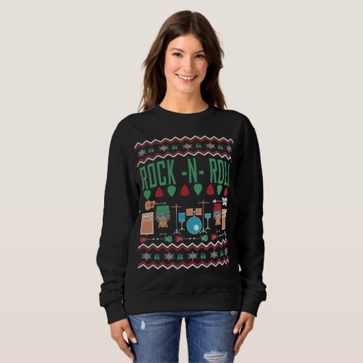 Rock n Roll Ugly KerstSweater Trui (Voorkant volledig)