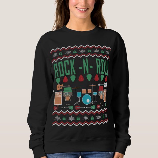 Rock n Roll Ugly KerstSweater Trui (Voorkant)