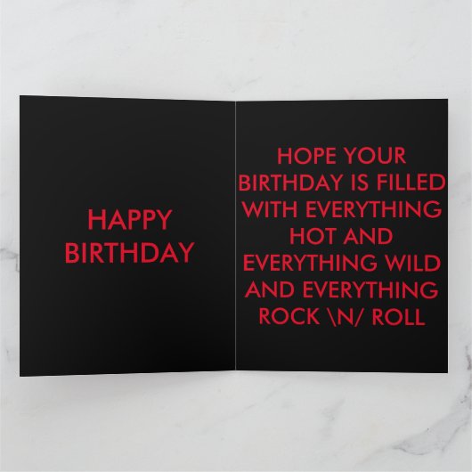 ROCK N ROLL VERJAARDAG KAART (Binnen)