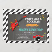 Rock-'n-roll verjaardagsfeest thema kaart (Voorkant / Achterkant)