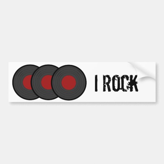 Rock N Roll Vinyl Records Bumpersticker (Voorkant)