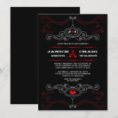 Rock n Roll Wedding Poster (Zwart/Rood) Kaart (Voorkant / Achterkant)