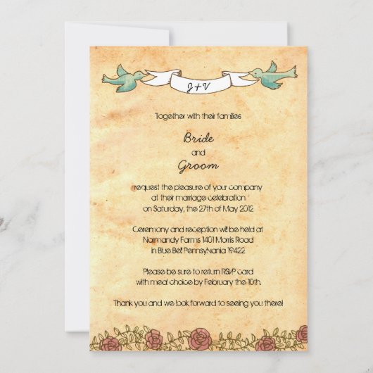 Rock 'n' Roll Wedding (Rozen) Kaart (Achterkant)