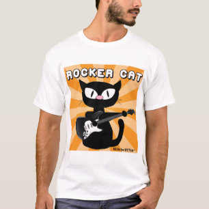 ROCK n ROLL Zwarte Cartoon Kat Rocker T-shirt