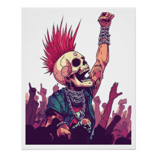 Rock N� Skull � Grappige Punk Skeleton Concert Perfect Poster