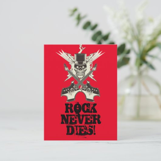 Rock nooit Dies. Briefkaart (Staand voorkant)