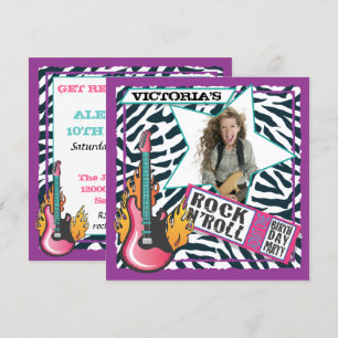 Rock N'Roll Rock Star Birthday Party Kaart