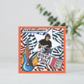 Rock N'Roll Rock Star Birthday Party Kaart (Staand voorkant)