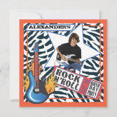 Rock N'Roll Rock Star Birthday Party Kaart (Voorkant)
