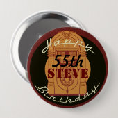 Rock n'roll-verjaardagsknop ronde button 4,0 cm (Voorkant /achterkant)