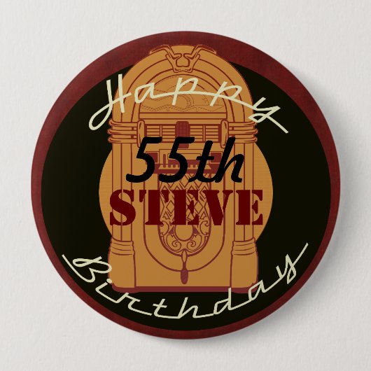 Rock n'roll-verjaardagsknop ronde button 4,0 cm (Voorkant)