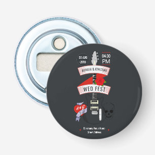 Rock n'Roll Wedding Button Flesopener