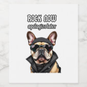 Rock nu, verontschuldig je later wijn etiket (Enkel label)