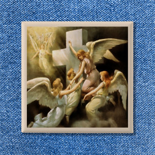 Rock of Ages Angels Painting Vierkante Button 5,1 Cm