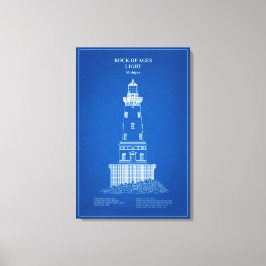 Rock of Ages Lighthouse - Michigan – AD Canvas Afdruk