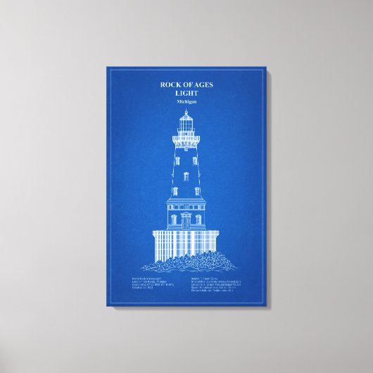 Rock of Ages Lighthouse - Michigan – AD Canvas Afdruk (Voorkant)