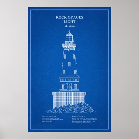 Rock of Ages Lighthouse - Michigan – AD Poster (Voorkant)