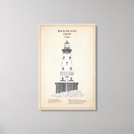 Rock of Ages Lighthouse - Michigan - SBD Canvas Afdruk