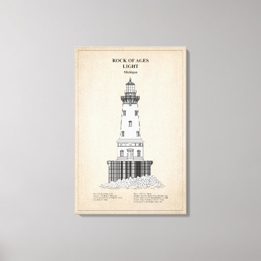 Rock of Ages Lighthouse - Michigan - SBD Canvas Afdruk (Voorkant)
