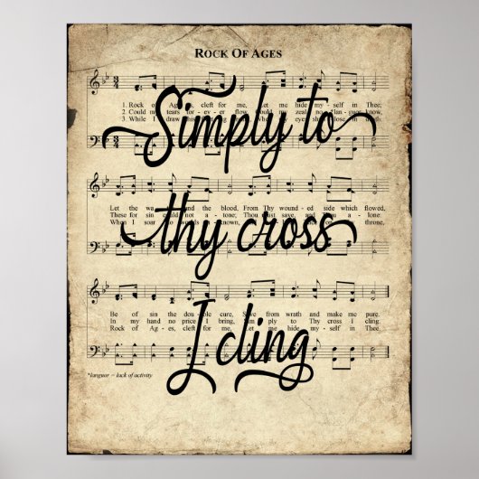 Rock of Ages Scripted  Hymn Poster (Voorkant)