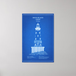 Rock of Ages vuurtoren - Michigan - AD Canvas Afdruk