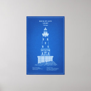 Rock of Ages vuurtoren - Michigan - AD Canvas Afdruk