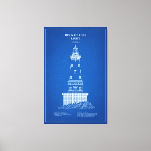 Rock of Ages vuurtoren - Michigan - AD Canvas Afdruk (Voorkant)