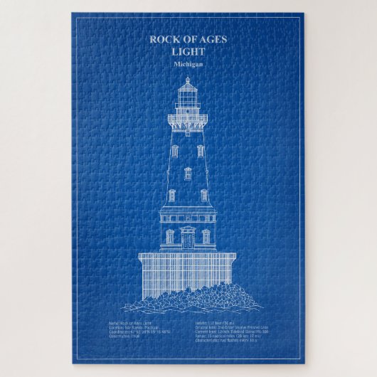 Rock of Ages vuurtoren - Michigan - AD Legpuzzel (Verticaal)