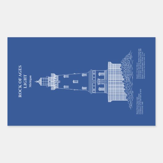 Rock of Ages vuurtoren - Michigan - AD Rechthoekige Sticker (Voorkant)