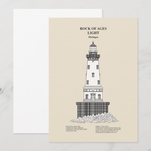 Rock of Ages vuurtoren - Michigan - SBD Bedankkaart (Voorkant / Achterkant)