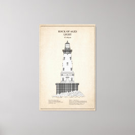 Rock of Ages vuurtoren - Michigan - SBD Canvas Afdruk