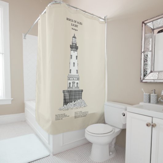 Rock of Ages vuurtoren - Michigan - SBD Douchegordijn (In situ)