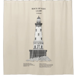 Rock of Ages vuurtoren - Michigan - SBD Douchegordijn