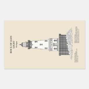 Rock of Ages vuurtoren - Michigan - SBD Rechthoekige Sticker