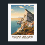 Rock of Gibraltar Travel Art Vintage Briefkaart<br><div class="desc">Rock of Gibraltar in een vectorkunststijl. De rots van Gibraltar is een monolithisch kalksteenvoorgebergte gelegen op het Britse grondgebied van Gibraltar,  nabij de zuidwestelijke punt van Europa op het Iberisch Schiereiland.</div>